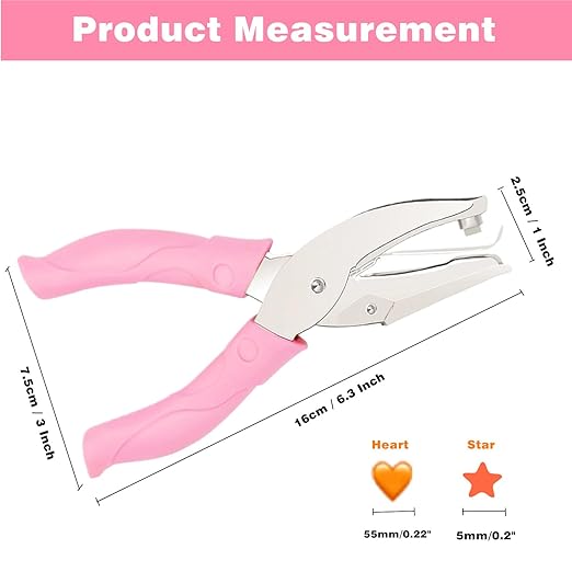 2 Pieces Metal Handheld Hole Paper Punches, Heart and Star Shape Single Hole Paper Punch with Pink Soft Grip Handles, Tag Puncher Set for DIY Craft Tags, Clothing Tickets, Scrapbook Tools-DeskLoop Office