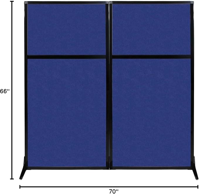 Versare Office Workstation Screen | Portable Wall Divider | Modern Cubicle | Freestanding Privacy Screen | Flexible Work Space | 2 Panels | 66" Wide x 70" Tall Blue SoundSorb Panels-DeskLoop Office