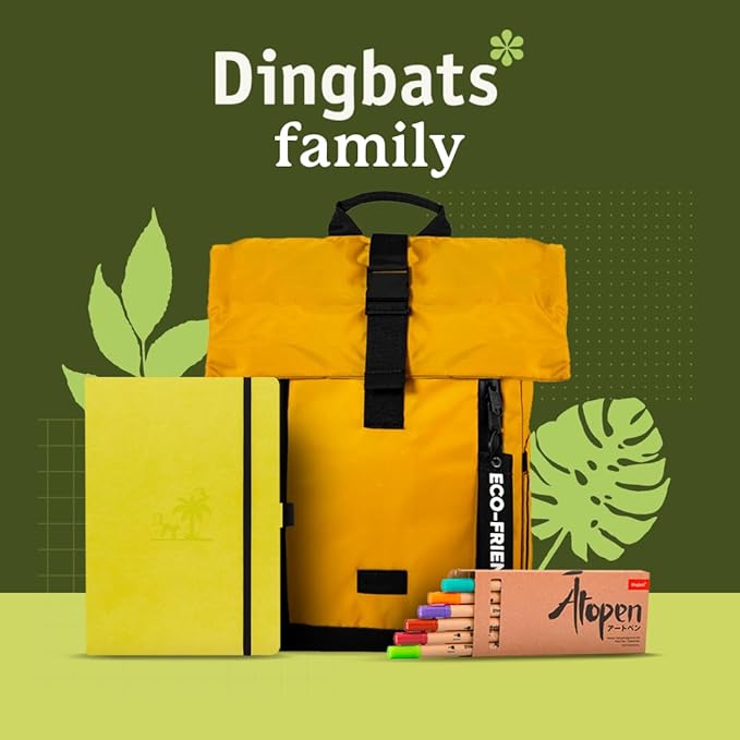 Dingbats* Earth Dotted Writing Journal Notebook A5 - Vegan Leather Hardcover - Ideal for Work, Travel - Pocket, Elastic Closure & Bookmark-DeskLoop Office