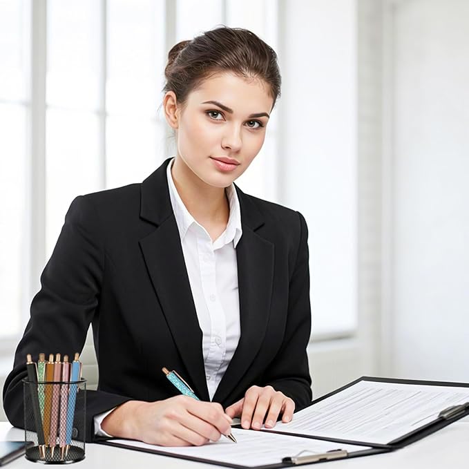 100 Pcs Fancy Pens Bulk Pretty Cute Glitter Ballpoint Sparkly Metal Pens Black Journaling Ink Pen Medium Point 1.0 mm for Women Nurse Teacher School Office Graduation Gift-DeskLoop Office