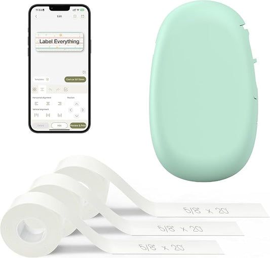 SUPVAN E10 Bluetooth Label Maker Machine with 3 Tapes, Continuous Waterproof Label, Versatile App with 35 Fonts and 1k+ Icons, Inkless Labeler for Home, Kitchen, School, Office Organization, Green-DeskLoop Office