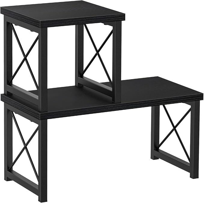 Honiter Desk Shelf Desktop Organizer 2 Tier Wood Small Bookshelf, Rustic Brown - Image 9