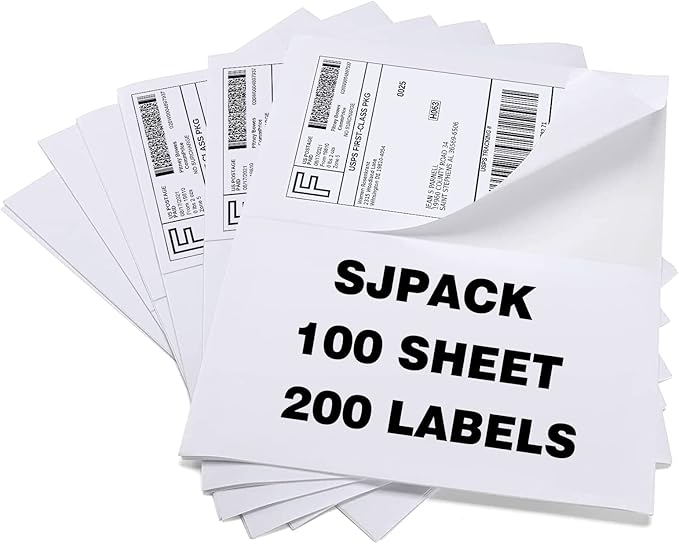 100 Half Sheet Shipping Labels 5-1/2" X 8-1/2" Address Blank Labels Laser/Ink Jet-DeskLoop Office