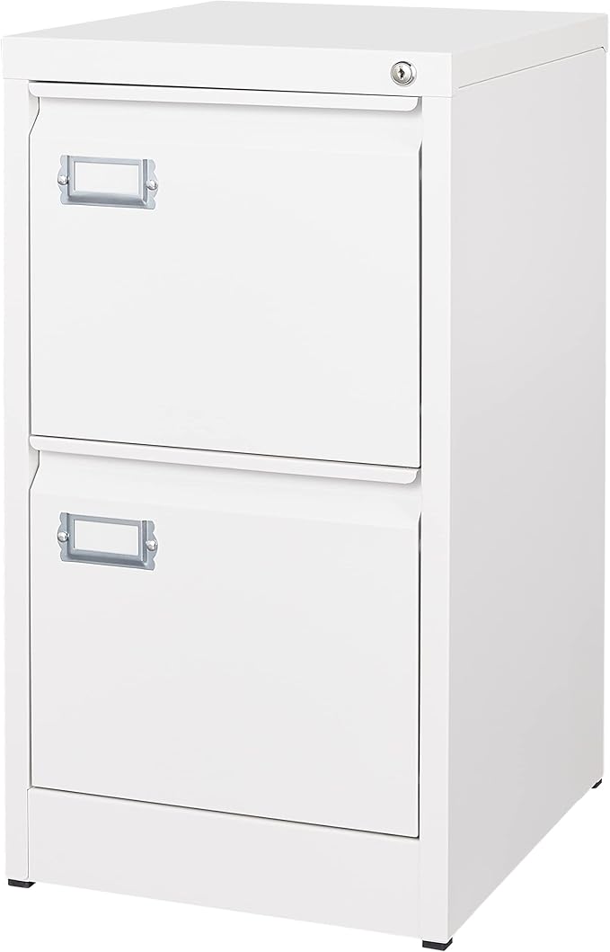 2 Drawer File Cabinet with Lock Metal Vertical Filing Storage Cabinet Office Home Steel Vertical File Cabinets for A4 Legal/Letter Size Narrow File Cabinet Locked,Assembly Required-DeskLoop Office