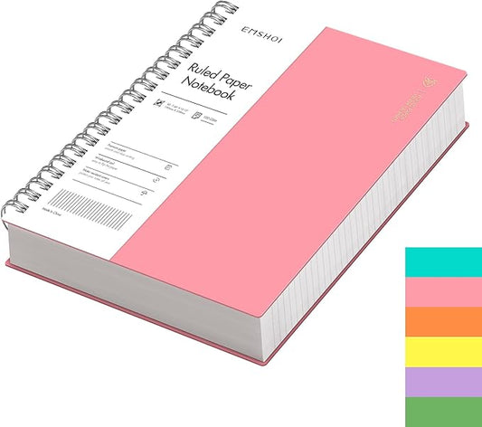 EMSHOI B5 Spiral Notebook College Ruled Lined Journal, Large 7.48" X 10.15", 300 Pages/150 Sheets, 100gsm Thick Paper, Waterproof Hardcover, for Office School Women Men Work Writing Notes-Pink-DeskLoop Office