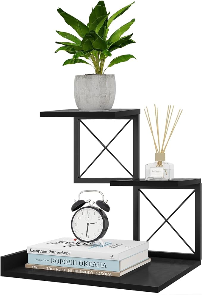 ELITEROO Wood Desktop Shelf, 3 Tier Desk Shelves Small Bookshelf Organizer, Office Storage Rack and Cubicle Organizers Accessories for Dorm Office Home Decor, Black-DeskLoop Office