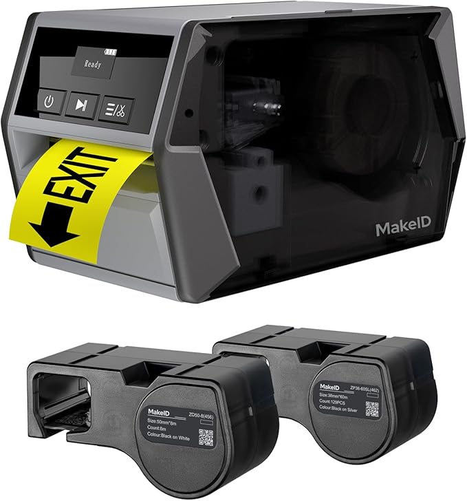Makeid D50 Industrial Label Printer, Desktop Label Maker 2" Print Head, Mobile APP & PC Editor Compatible, 2600mAh Li-ion Battery, Come with 1.97" W x 26.24ft L Label Heavy-Duty Labeler for Job Sites-DeskLoop Office