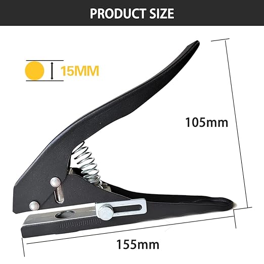Single Hole Punch, Heavy Duty Single Hole Punch Hole Punches Portable Hand Held for Tags Cards Plastic (15MM Black)-DeskLoop Office