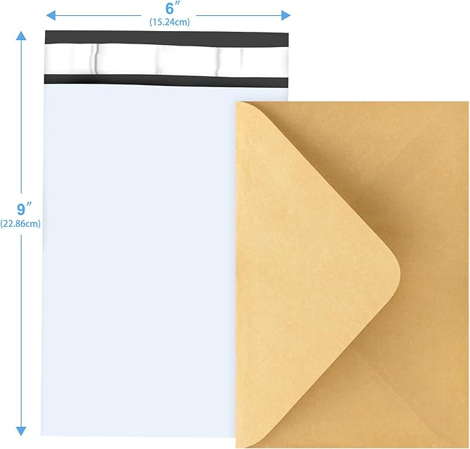 120-Piece White Poly Mailers - 6x9 Inch Shipping Envelopes with Self-Adhesive Seal, Waterproof and Tear-Proof Postal Bags-DeskLoop Office