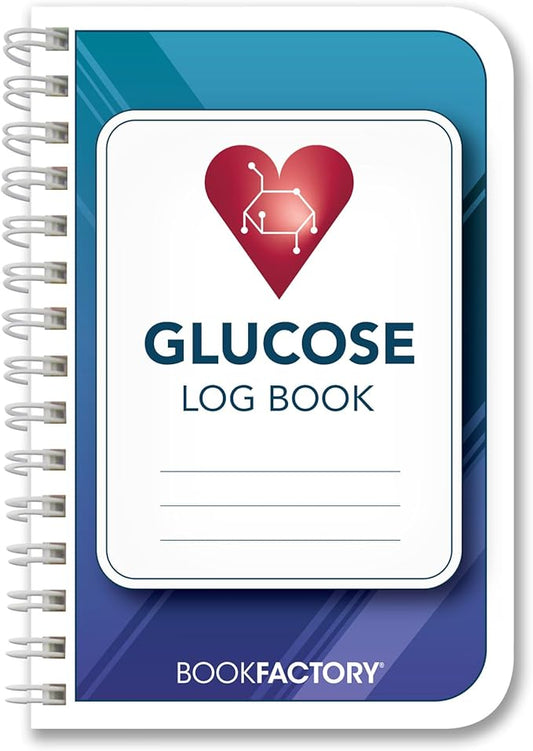BookFactory Glucose Log Book/Glucose Monitoring Logbook/Personal Medical Tracking Notebook - 104 Pages, 3.5" x 5.5", Wire-O (LOG-104-M3CW-PP(Glucose-Log))-DeskLoop Office
