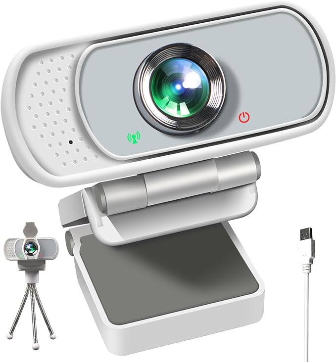 Full HD 1080P Webcam with Privacy Shutter and Tripod, Pro Streaming Web Camera with Microphone, Widescreen USB Computer Camera for Laptop Desktop-DeskLoop Office