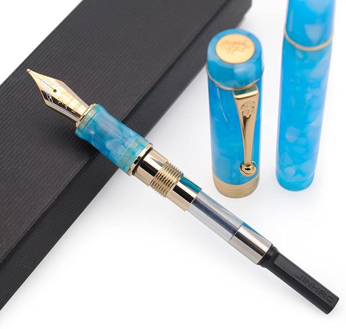 JINHAO 100 Fountain Pen with Ink Converter (Medium Nib 0.7mm, Sky Blue-C)-DeskLoop Office