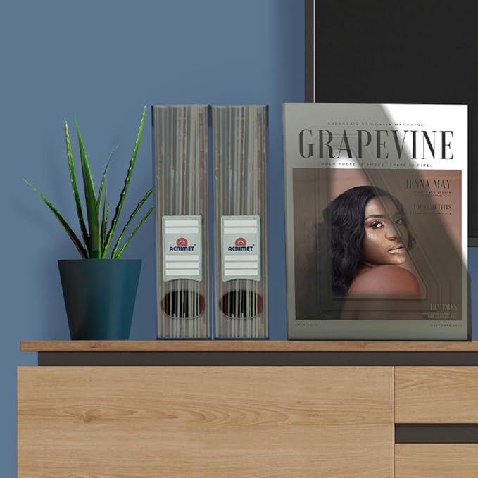 Acrimet Magazine File Holder, Durable Rack, Space-Saving Organizer (Plastic) (Smoke Color) (2 pack)-DeskLoop Office