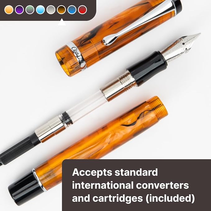 Conklin Duragraph Fountain Pen Amber - Broad Nib, Luxury Writing Instrument with Warm Amber Finish-DeskLoop Office