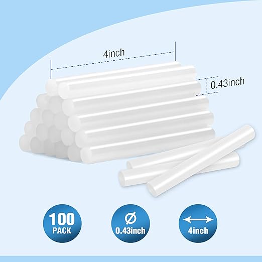 WORKPRO Full Size Hot Glue Sticks, 100-pack, 0.43x4 Inches, Compatible with Most Glue Guns, Multipurpose for DIY Art Craft General Repairs, Home Decorations and Gluing Projects-DeskLoop Office
