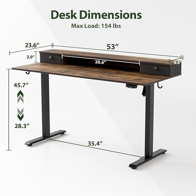 Agilestic 53 x 24 Inches Height Adjustable Electric Standing Desk - Image 9