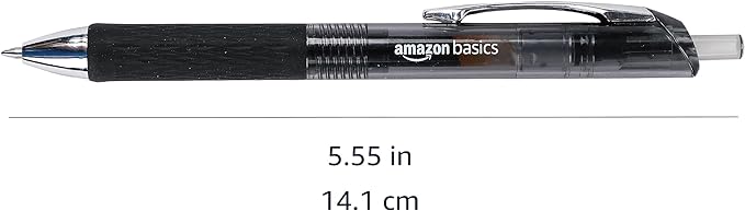 Amazon Basics Gel Pens Fine Point Smooth Writing Pens, Retractable, Black, 0.7mm, 12 Pack-DeskLoop Office