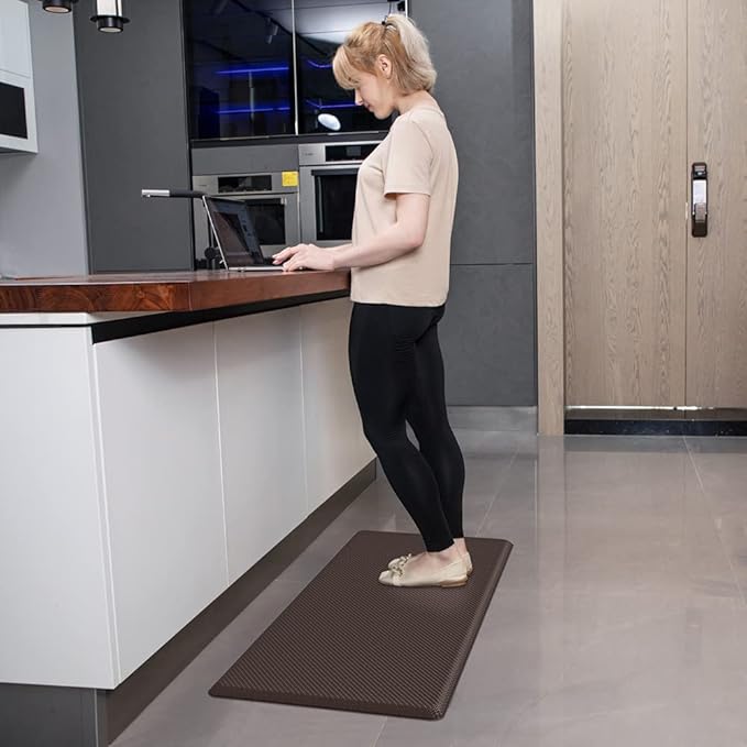 DEXI Kitchen Mat Cushioned Anti Fatigue, Non Slip Waterproof Comfort Standing Floor Rug for Kitchen, Office, Sink, Laundry, 48x20, Brown-DeskLoop Office