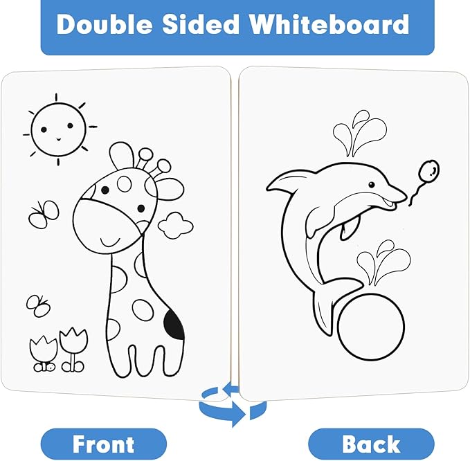 Dry Erase Lapboards, HERKKA 12 Pack Double Sided Small Dry Erase Whiteboards 9 x 12.5 Inch with 12 Erasers, Small Dry Erase Boards for Classroom Teacher Supplies, Personal White Boards for Students-DeskLoop Office