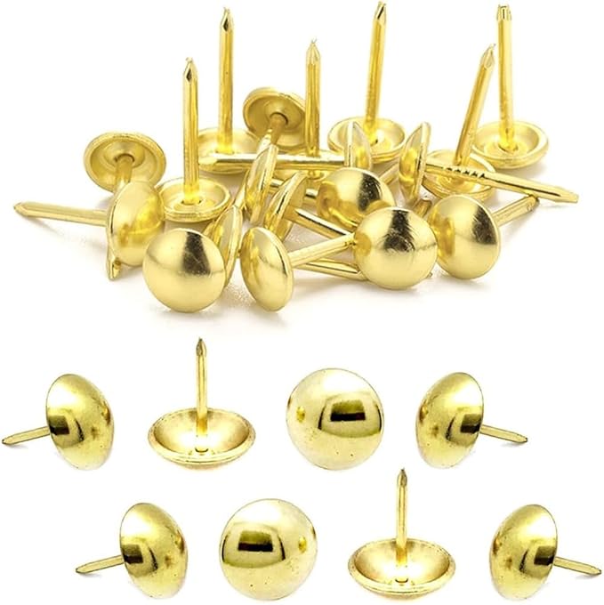 500Pcs Upholstery Tacks, BetterJonny Decorative Furniture Nails Pins Gold Metal Thumb Tacks for Upholstered Furniture Cork Board, Home Decor(17X11MM)-DeskLoop Office