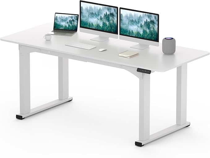 SANODESK 4-Leg Standing Desk, Electric Height Adjustable Desk with Memory Presets for Home Office, Stand up Desk Computer Workstation, 71x32 Inches White-DeskLoop Office
