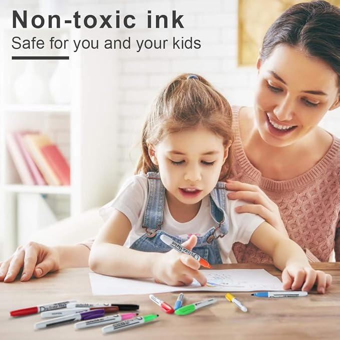 Volcanics Dry Erase Markers Low Odor Fine Whiteboard Markers Thin Box of 30, 10 Colors-DeskLoop Office