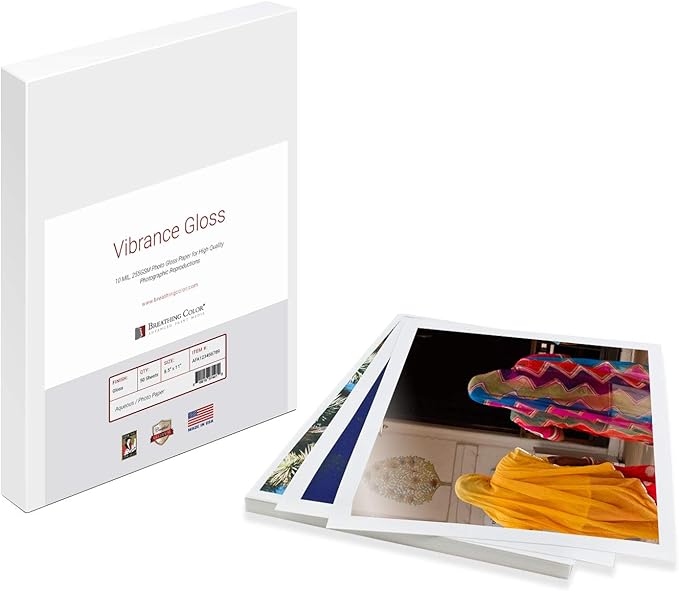 Vibrance Gloss Photo Printer Paper 10 mil 255 gsm Glossy Finish Premium Photo Paper Sheets 13 inches x 19 inches 50 sheets Works with All Inkjet Printers Including Professional Makes and Models-DeskLoop Office