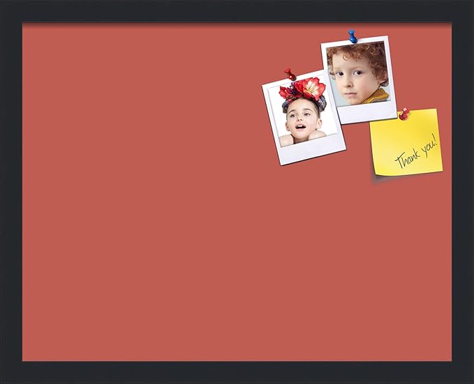 PinPix 19x15 Inch Cork Bulletin Board. This Decorative Framed Pin Board Comes with Crimson Pastel Design and a Satin Black Frame. Ideal for Home Office Decor or Message Board (PinPix-1807)-DeskLoop Office