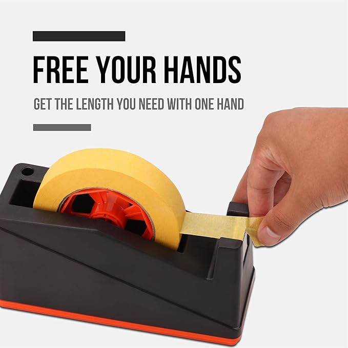 Lichamp Desktop Tape Dispenser Holder with Large 3 Inch Core for Masking, Heat Transfer, Painters, Freezer and Kitchen Tape, 0128BK-DeskLoop Office