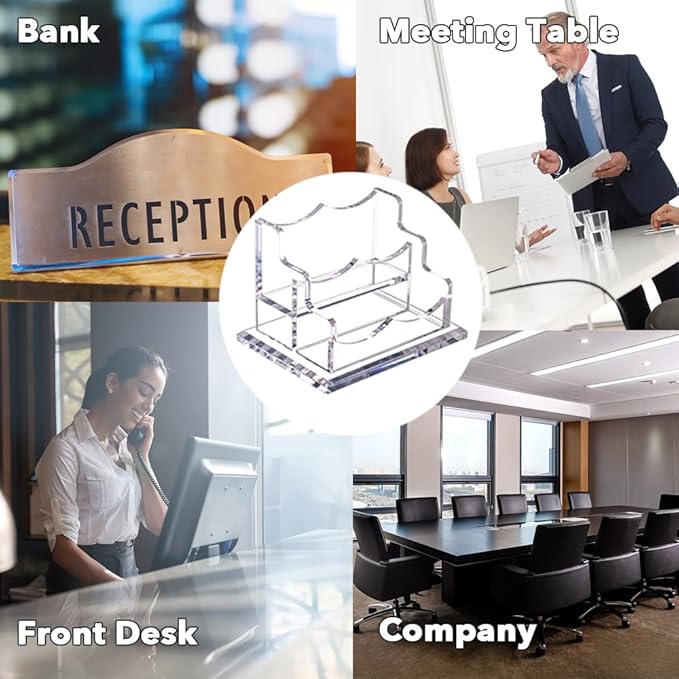 2 Packs Acrylic Business Card Holders for Desk, Horizontal Clear Business Name Card Display Stand, Desk Accessory Business Name Card Organizer (Horizontal, 1-Slot)-DeskLoop Office