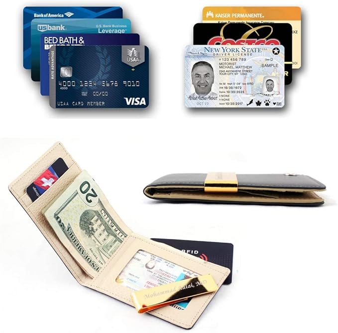 Free engraving - 24K Gold, Mens Leather Money Clips, Roller Ballpen, Ballpoint pen, Ball pen, Groomsmen Gift,Three Lines Each 20 Characters, Free Customization (BLACK)-DeskLoop Office