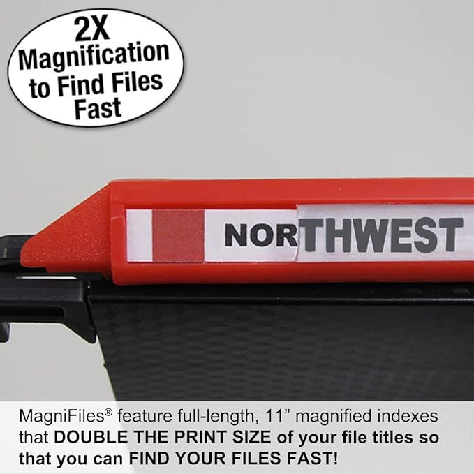Ultimate Office MagniFile Hanging File Folders V Base Letter Size with 11 inch Magnified Indexes That Double The Size of Your File Titles to Find Files Fast. (Set of 5 Assorted)-DeskLoop Office