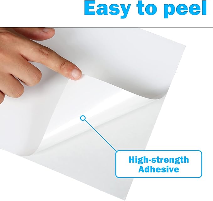 RBHK Sticker Paper, 8.5" x 11" Full Sheet Label Stickers Paper for Laser & Inkjet Printers (500 Sheets, 500 Labels)-DeskLoop Office