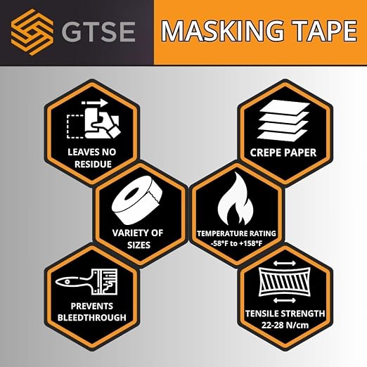 GTSE Wide Masking Tape, 4 inches x 55 Yards, 1 Roll - Image 7