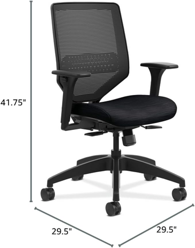 HON Solve Task Chair, Ergonomic Office Chair Mesh Back Support, Adjustable Lumbar, with Wheels, Height-Adjustable Arms, for Computers, Desks, Home Office, Blue-DeskLoop Office