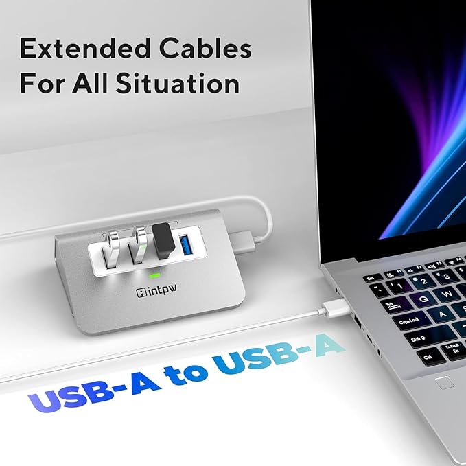 USB 3.0 Hub,Aluminum 4 Port USB Data Hub 3.0 Multi USB Port Expander Dongle USB Extension Multiport Adapter with 3.3ft Cable USB Splitter for Laptop, PC/Xbox/Flash Drive/Printer/Camera/Keyborad/Mouse-DeskLoop Office