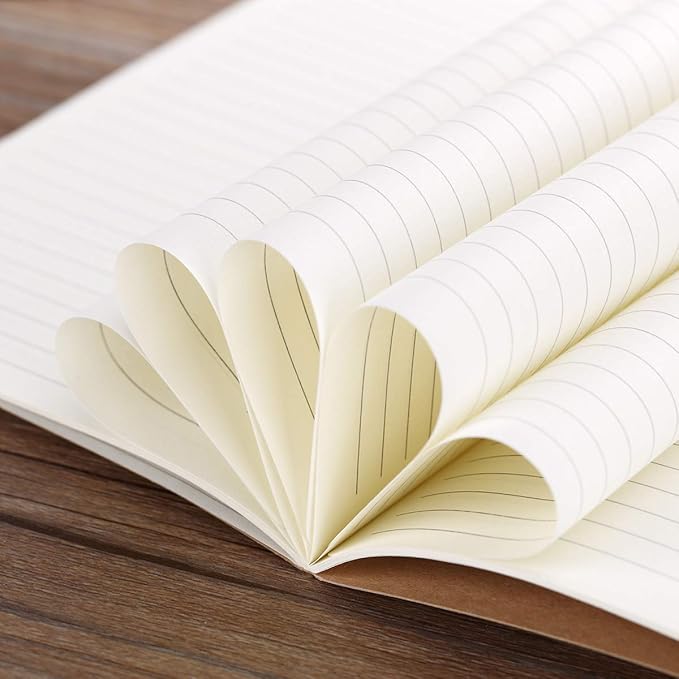 Large College Ruled Notebook Journals Bulk with Thick Lined Paper, 60 Pages, 8.5x11 inch, Composition Diary Subject Notebooks Planner for Travelers Students Office, Kraft Journal Set, 12 Pack-DeskLoop Office