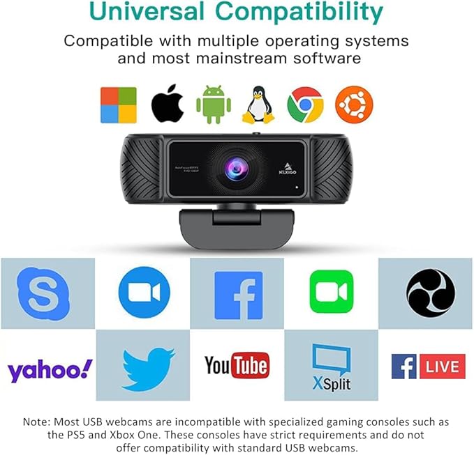 NexiGo N680 1080P Business Webcam with Microphone, Software and Privacy Cover, AutoFocus, Streaming USB Web Camera, for Online Class, Zoom Meeting Skype Facetime Teams, PC Mac Laptop Desktop-DeskLoop Office