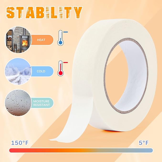 Masking Tape Bulk 1 Inch 20 Packs - White Beige Masking Tapes for General Purpose, Craft, Art, Home, Office, School, 1 Inch x 55 Yards x 20 Rolls-DeskLoop Office