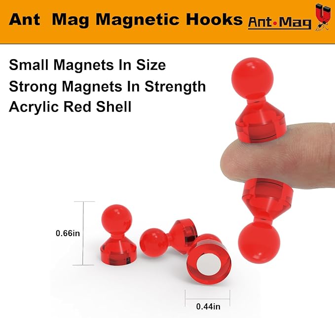 Ant Mag Magnetic Push Pins 48pcs Strong Whtieboard Pins Magnets Perfect Use for Map Fridge Kitchen Home Office Classroom-DeskLoop Office