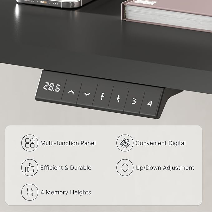 FLEXISPOT EN2 Whole-Piece Standing Desk with Clamp Power Strip, 48 x 30 Electric Stand Up Height Adjustable Desk with Cable Management (White Frame + 48" Black Top, 2 Packages)-DeskLoop Office