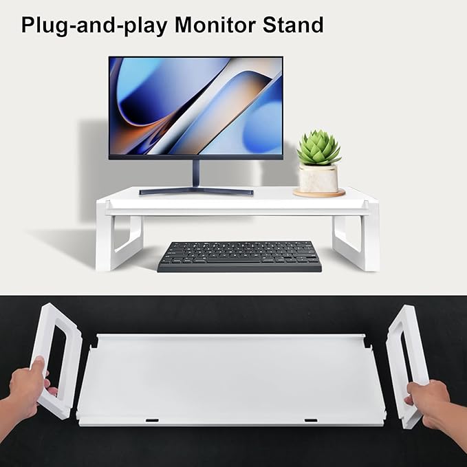 Monitor Stand Riser – 22-Inch Computer Monitor Stand with Multifunctional Slot, Multi-Purpose Desktop Storage for Laptop, Printer, TV-DeskLoop Office