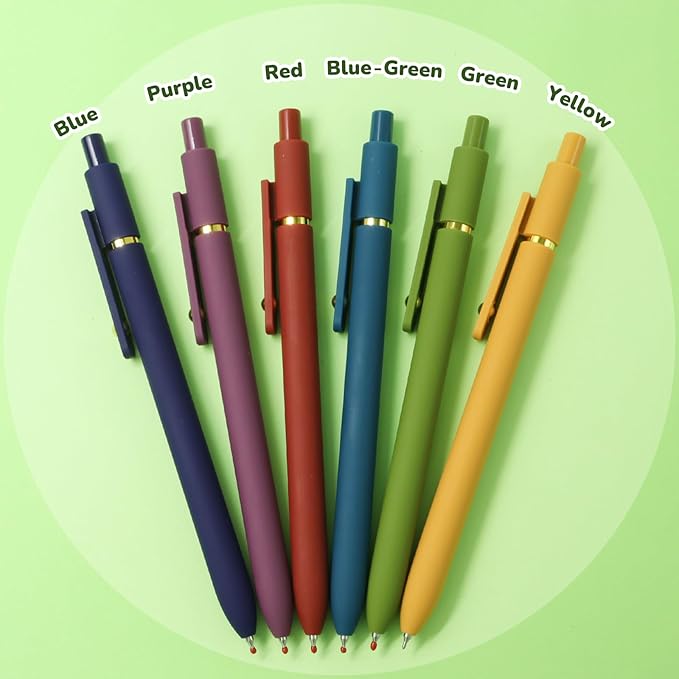 Gel Pens, 6 Pcs Black Ink Pens for Women, 0.5mm Fine Point Smooth Writing Pens, High-End Series Retractable Pens for Journaling Note Taking (6 Pcs Gold Vintage)-DeskLoop Office