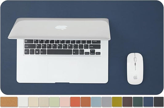 Cork Desk Mat - Small Dual-Sided Desk Pad for Office and Home - Desk Organization and Accessories - Ideal for Large Mouse Pad and Small Desk Mats on Top of Desks(Dark Blue,23.6"x 13.8")-DeskLoop Office