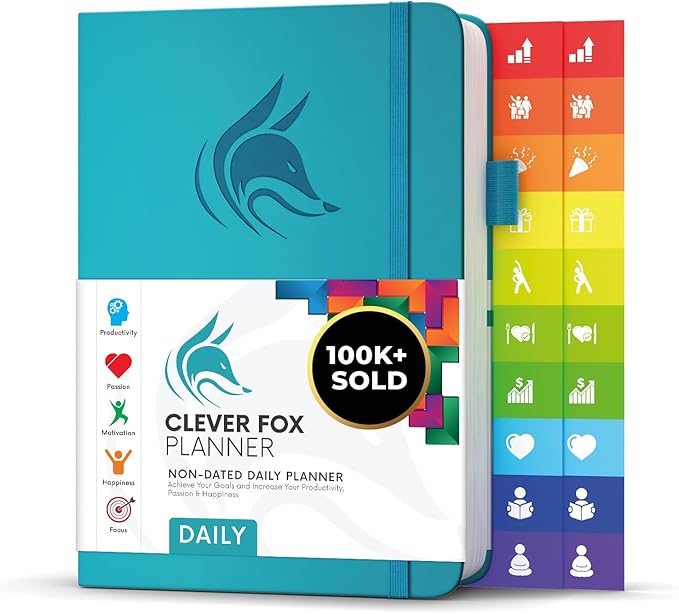 Clever Fox Daily Planner – Undated Planning Notebook with Hourly Schedule & To-Do List – Personal Day Task & Work Organizer, 6 Months (Turquoise)-DeskLoop Office
