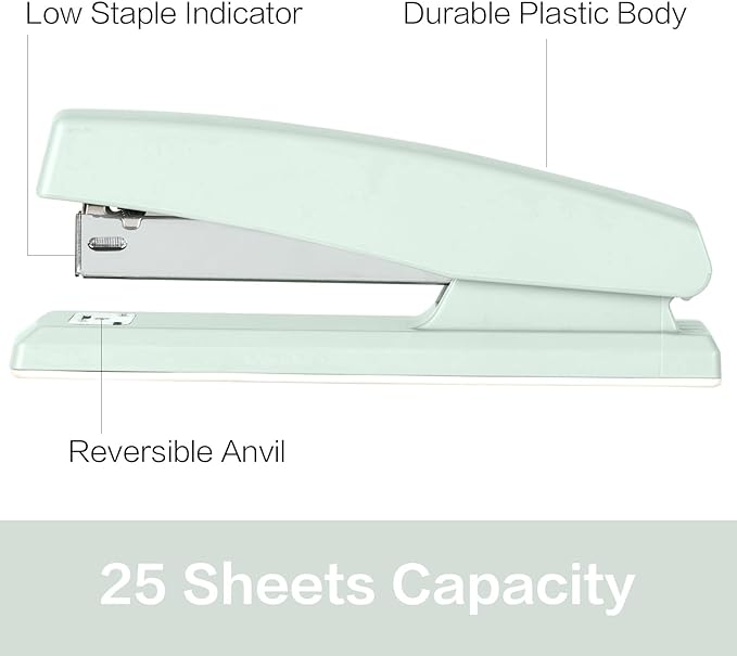 Deli Desktop Stapler, 2 Pack, 25 Sheet Capacity, Includes 2000 Staples and 2 Staple Removers, Green-DeskLoop Office
