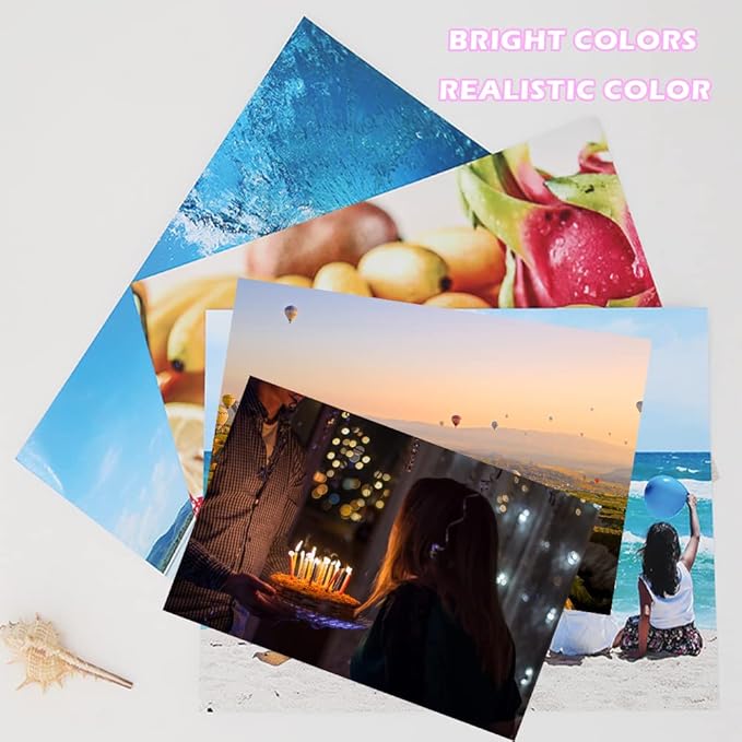 4 Sizes Photo Paper, 200gsm High Glossy White Photographic Paper, Advanced Picture for Inkjet Printer (90 Sheets, 3.5 x 5, 4 x 6, 5 x 7, 8.3 x 11.7 Inch)-DeskLoop Office
