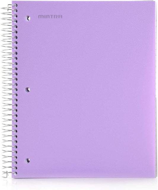 Mintra Office Durable Spiral Notebooks, 5 Subject (Lavender, College Ruled 1pk)-DeskLoop Office