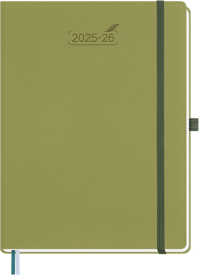BEZEND Planner 2025-2026 Weekly and Monthly, 8.5" x 11" Academic Calendar (Jul 25-Dec 26) Vertical Daily Appointment with Hourly Timeslot & Monthly Tab, PU Leather Hardcover - Kiwi-DeskLoop Office