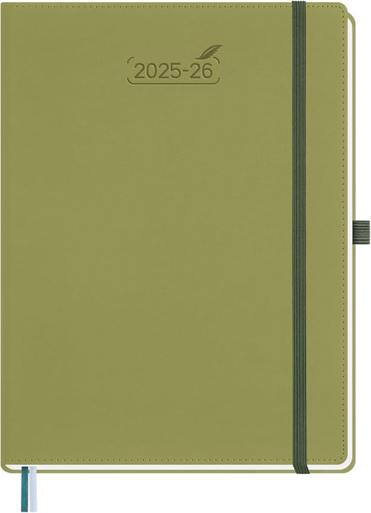 BEZEND Planner 2025-2026 Weekly and Monthly, 8.5" x 11" Academic Calendar (Jul 25-Dec 26) Vertical Daily Appointment with Hourly Timeslot & Monthly Tab, PU Leather Hardcover - Kiwi-DeskLoop Office